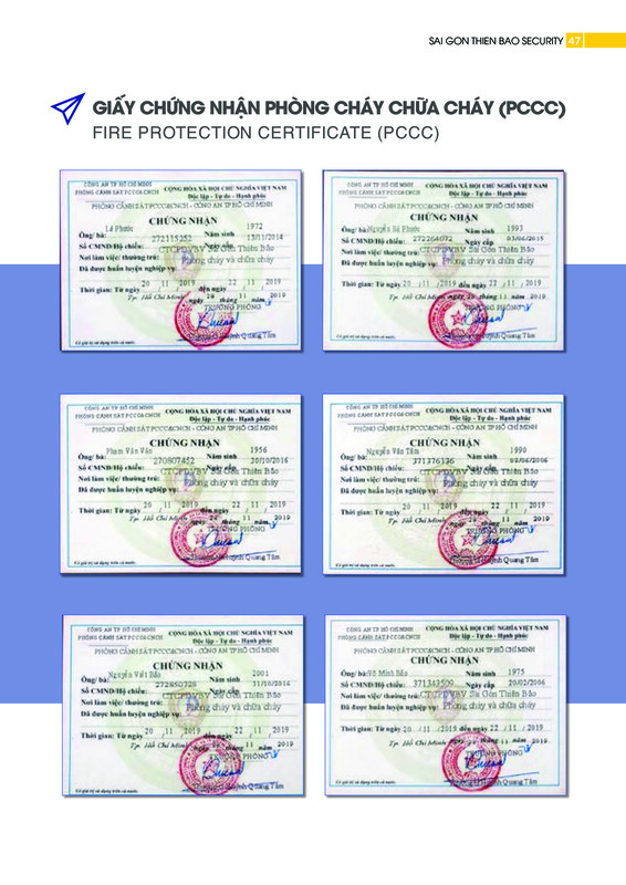 Chứng nhận phòng cháy chữa cháy - Dịch Vụ Bảo Vệ Sài Gòn Thiên Bảo - Công Ty Cổ Phần Dịch Vụ Bảo Vệ Sài Gòn Thiên Bảo